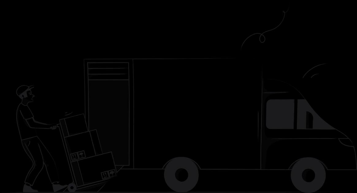 Delivery person with a dolly by a white van